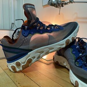 Nike React Element 87- Men's Gray and Navy Athletic Shoes